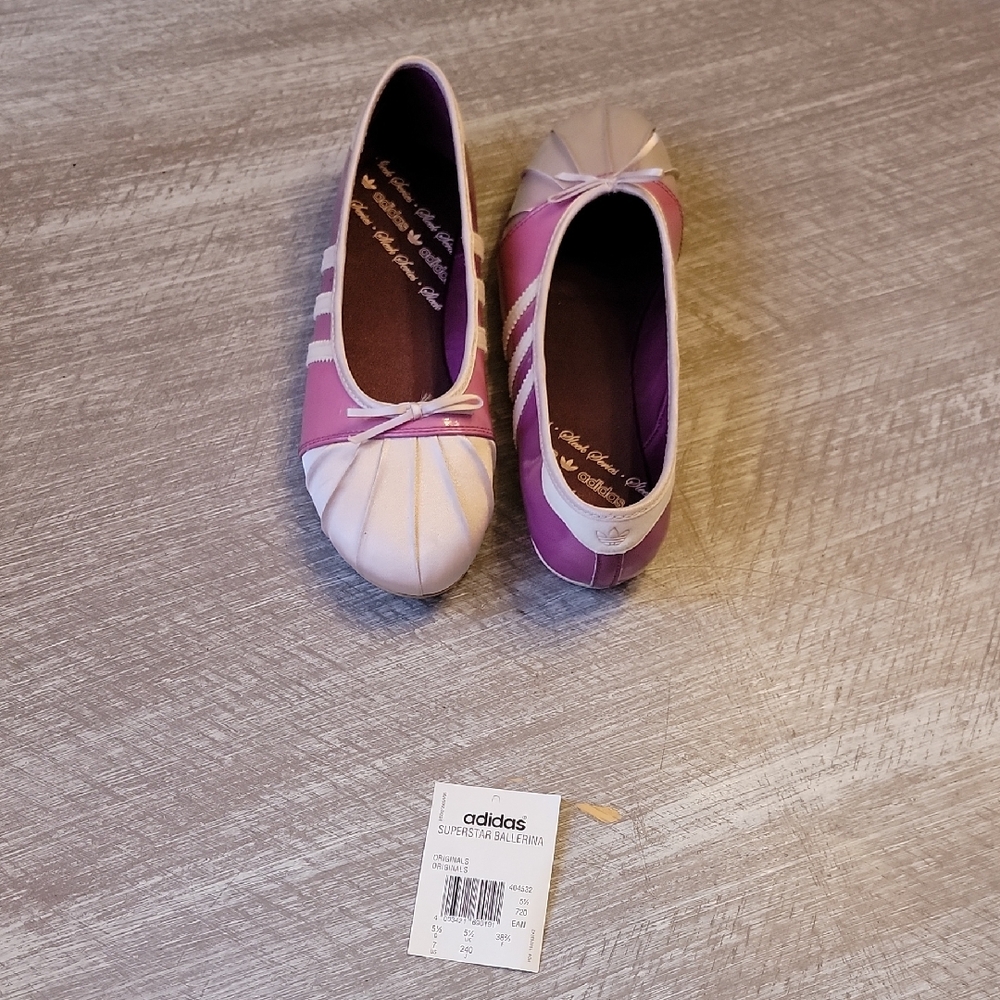 adidas Pink and White Superstar Ballerina Flats